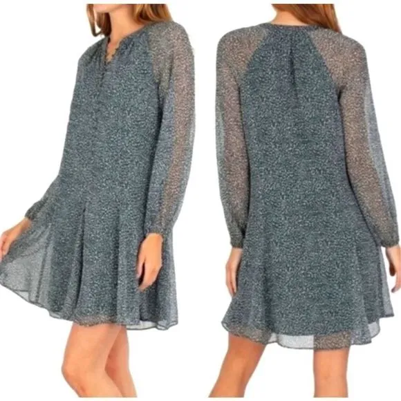NWT Joie Limited Edition Artic Animal Spot Print Women's Balloon Sleeve Dress L