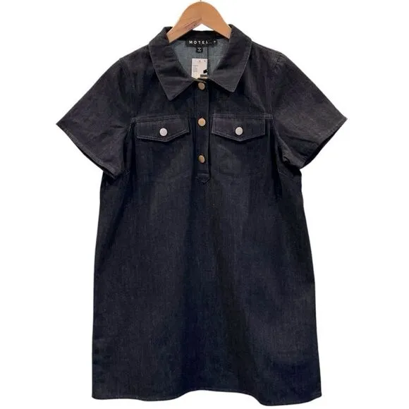 NWT Urban Outfitters Motel Reiga Smock Mini Denim Dress - &quot;Indigo&quot; - Women's M