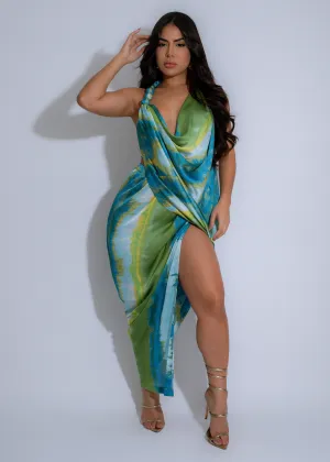 Ocean Drift Midi Dress Blue