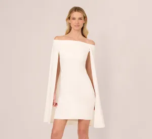 Off The Shoulder Cape Dress In Ivory