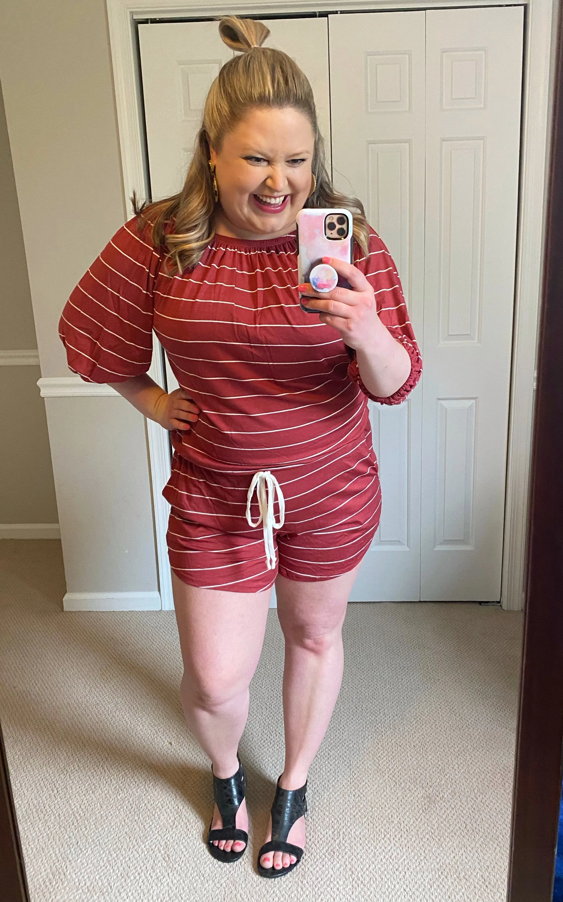 Off-the-Shoulder Striped Romper -- 2 Colors!