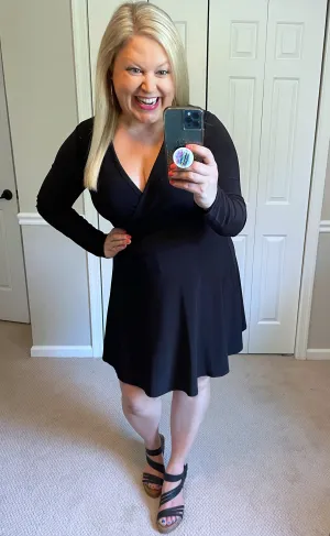 Oh Snap Surplice Dress with Shorts in Black