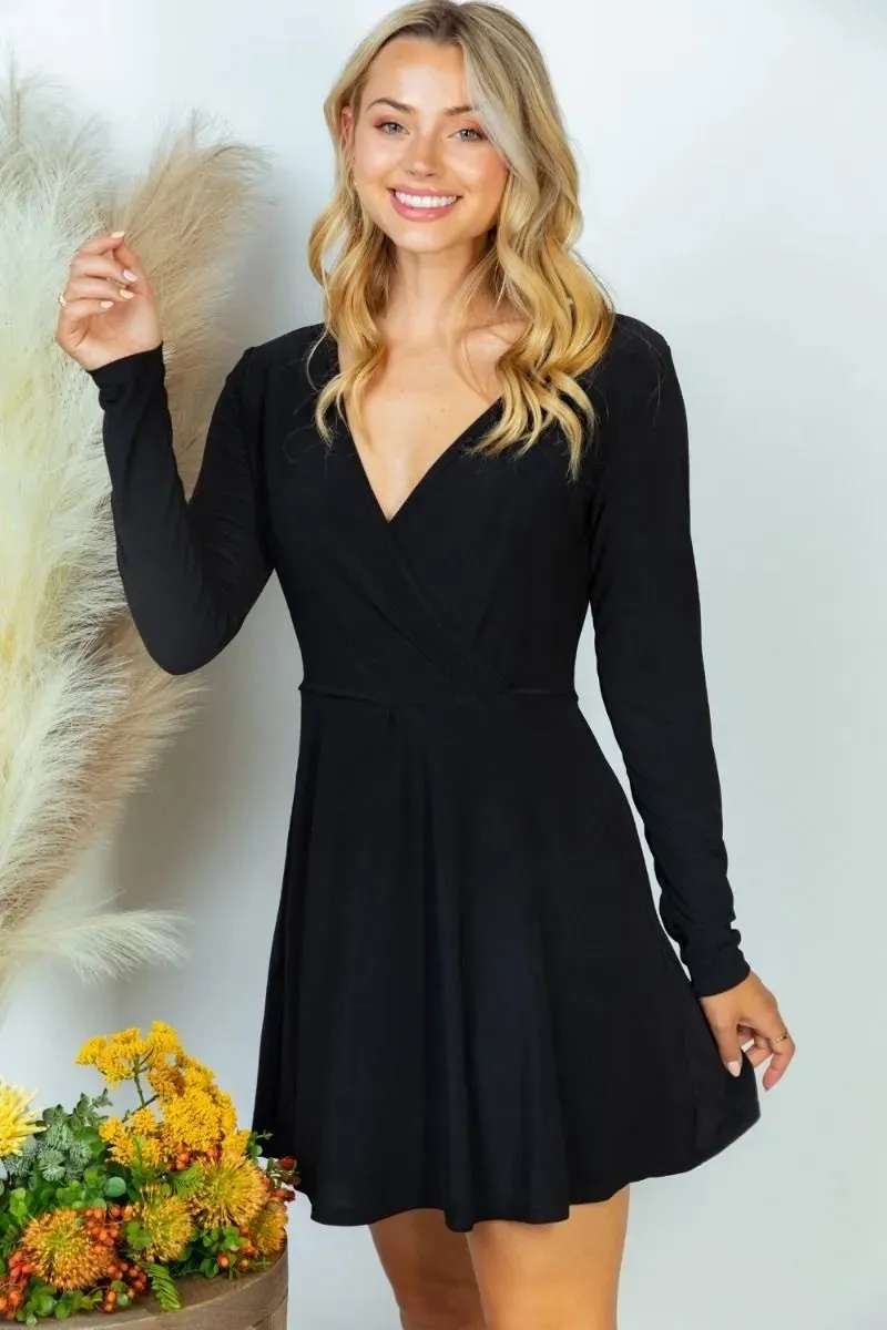 Oh Snap Surplice Dress with Shorts in Black