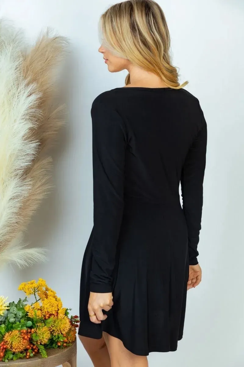 Oh Snap Surplice Dress with Shorts in Black