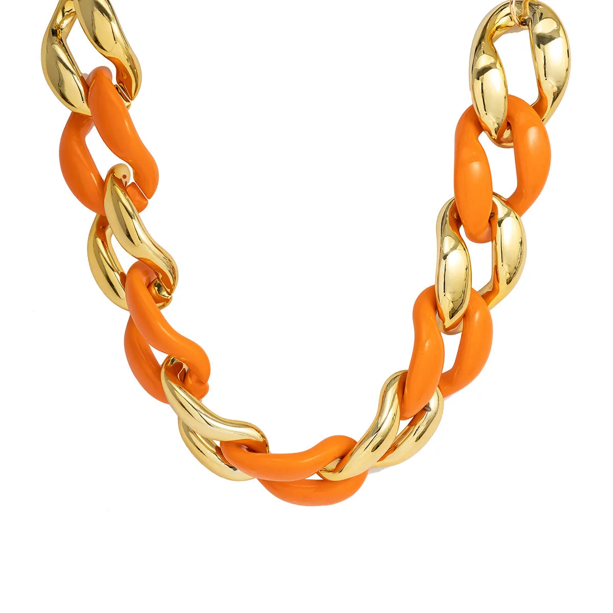 Orange Resin & 18K Gold-Plated Chunky Curb Chain Necklace