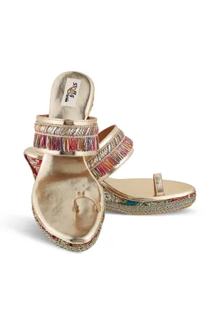 Pastel Brocade Border Wedge Light Gold