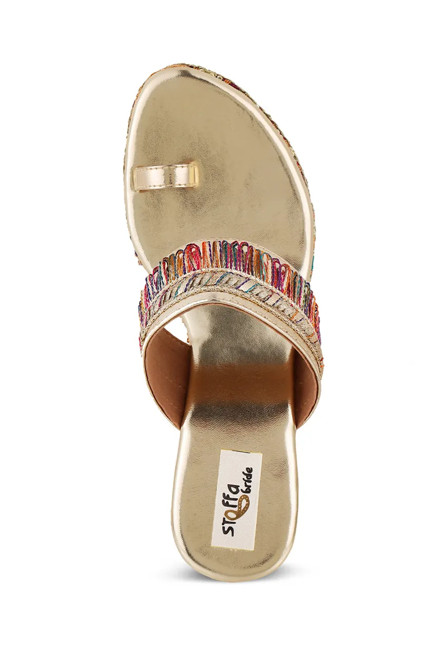 Pastel Brocade Border Wedge Light Gold