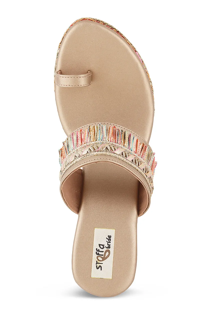 Pastel Brocade Border Wedge Light Gold