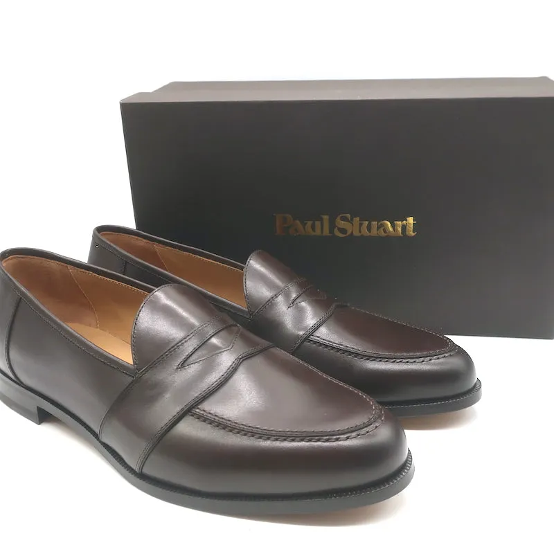 Paul Stuart Lee Penny Loafers Dark Brown Leather Size 11