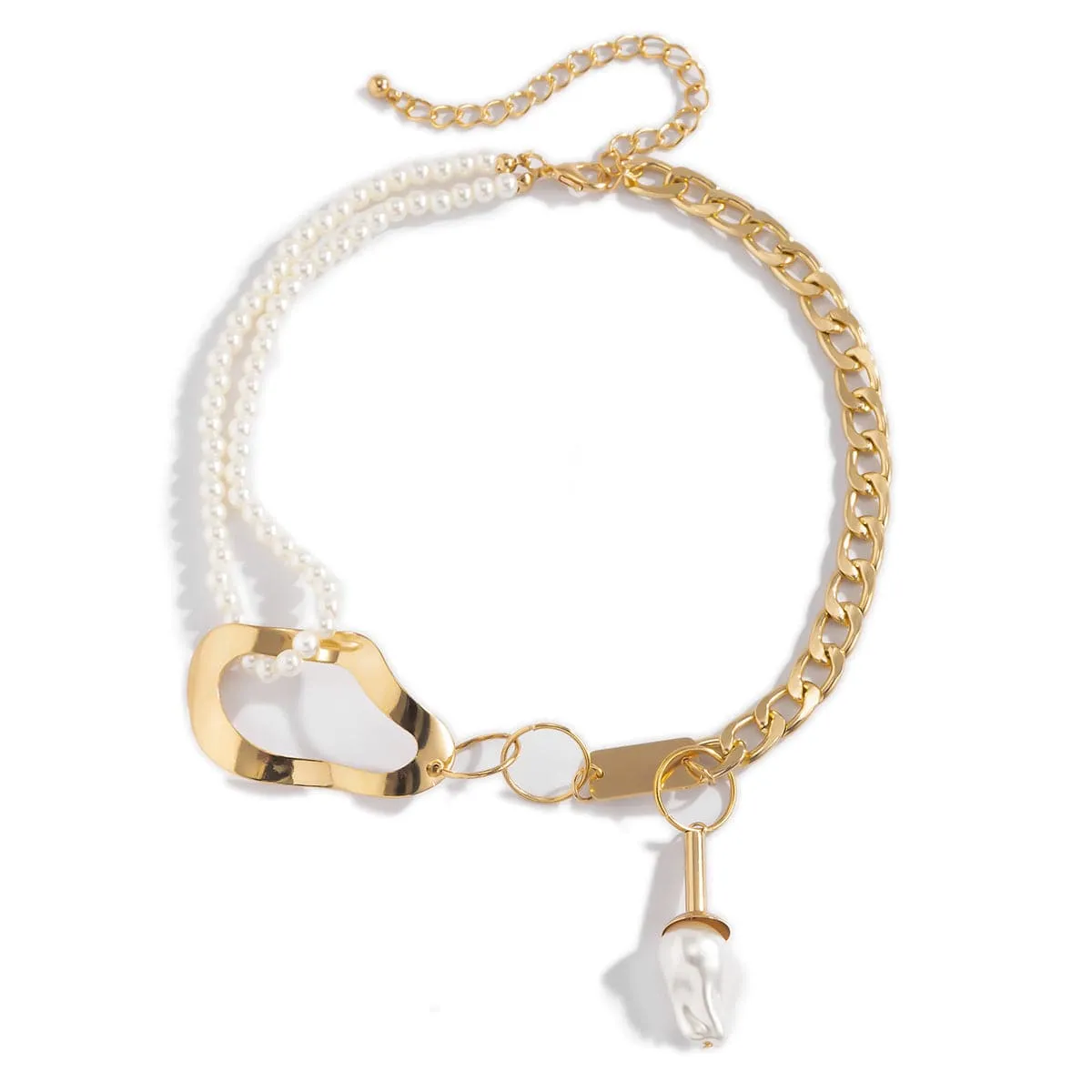 Pearl & 18K Gold-Plated Geometric Layered Necklace