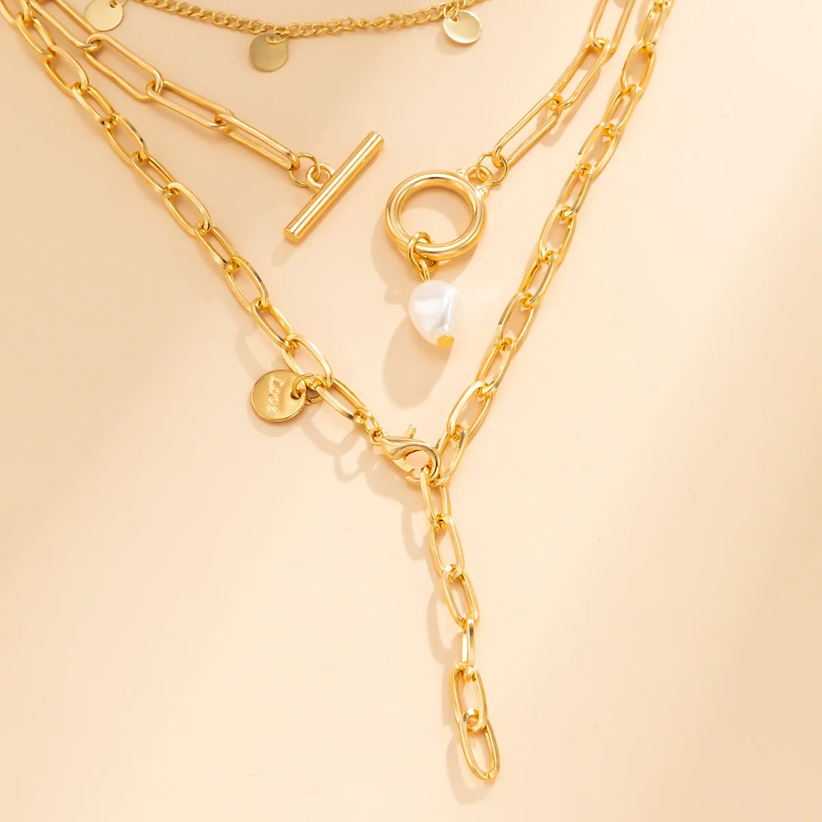 Pearl & 18K Gold-Plated Lariat Necklace Set