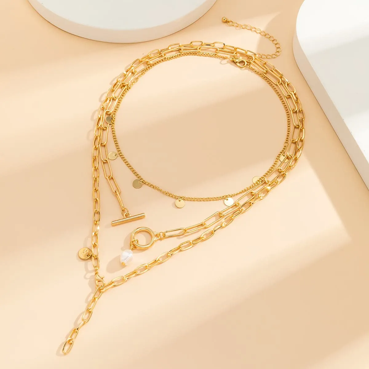 Pearl & 18K Gold-Plated Lariat Necklace Set