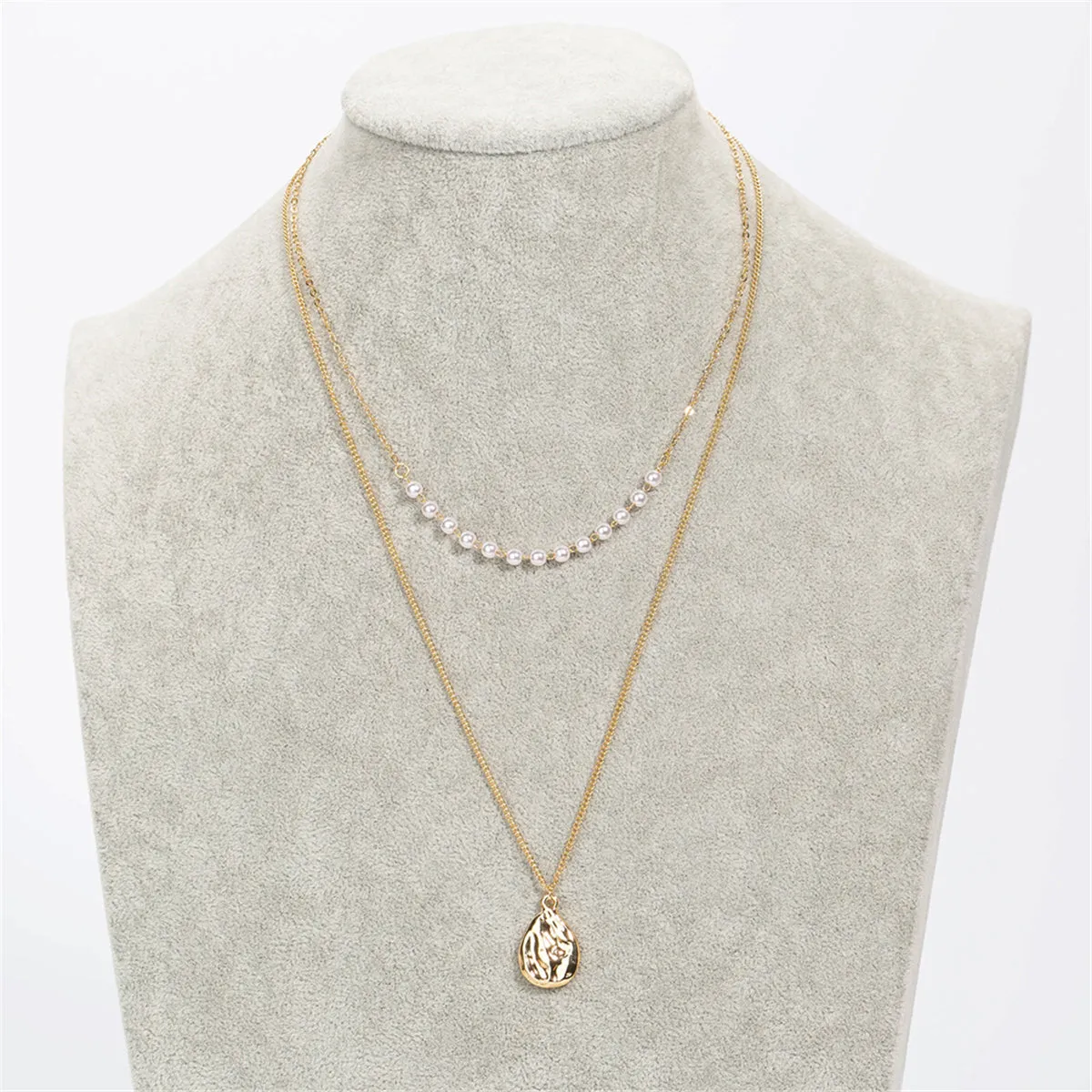 Pearl & 18K Gold-Plated Layered Pendant Necklace