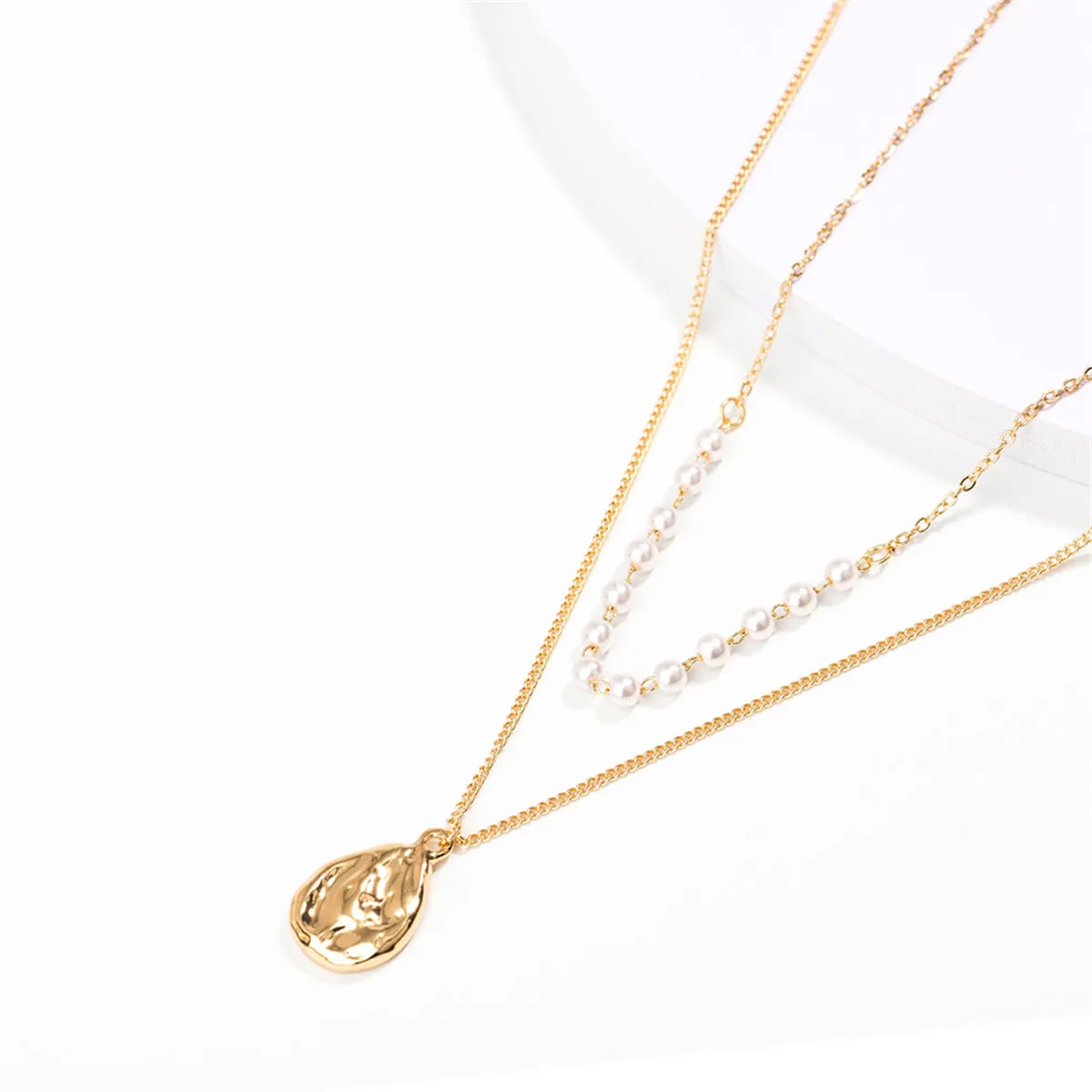 Pearl & 18K Gold-Plated Layered Pendant Necklace