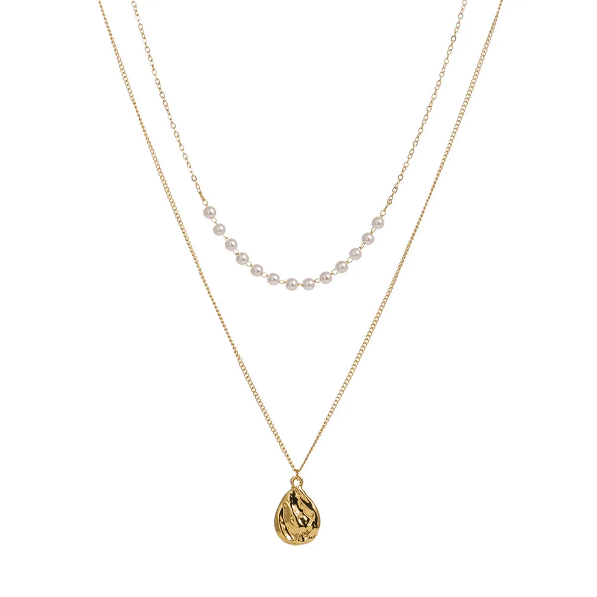 Pearl & 18K Gold-Plated Layered Pendant Necklace