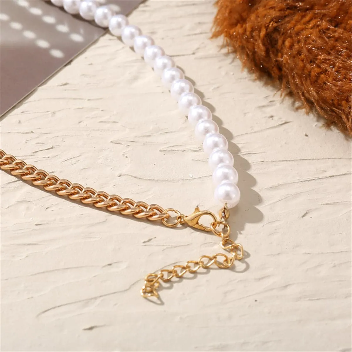 Pearl & 18K Gold-Plated Lock Pendant Necklace