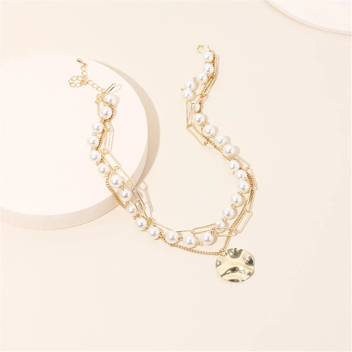 Pearl & 18K Gold-Plated Sequin Layered Pendant Necklace