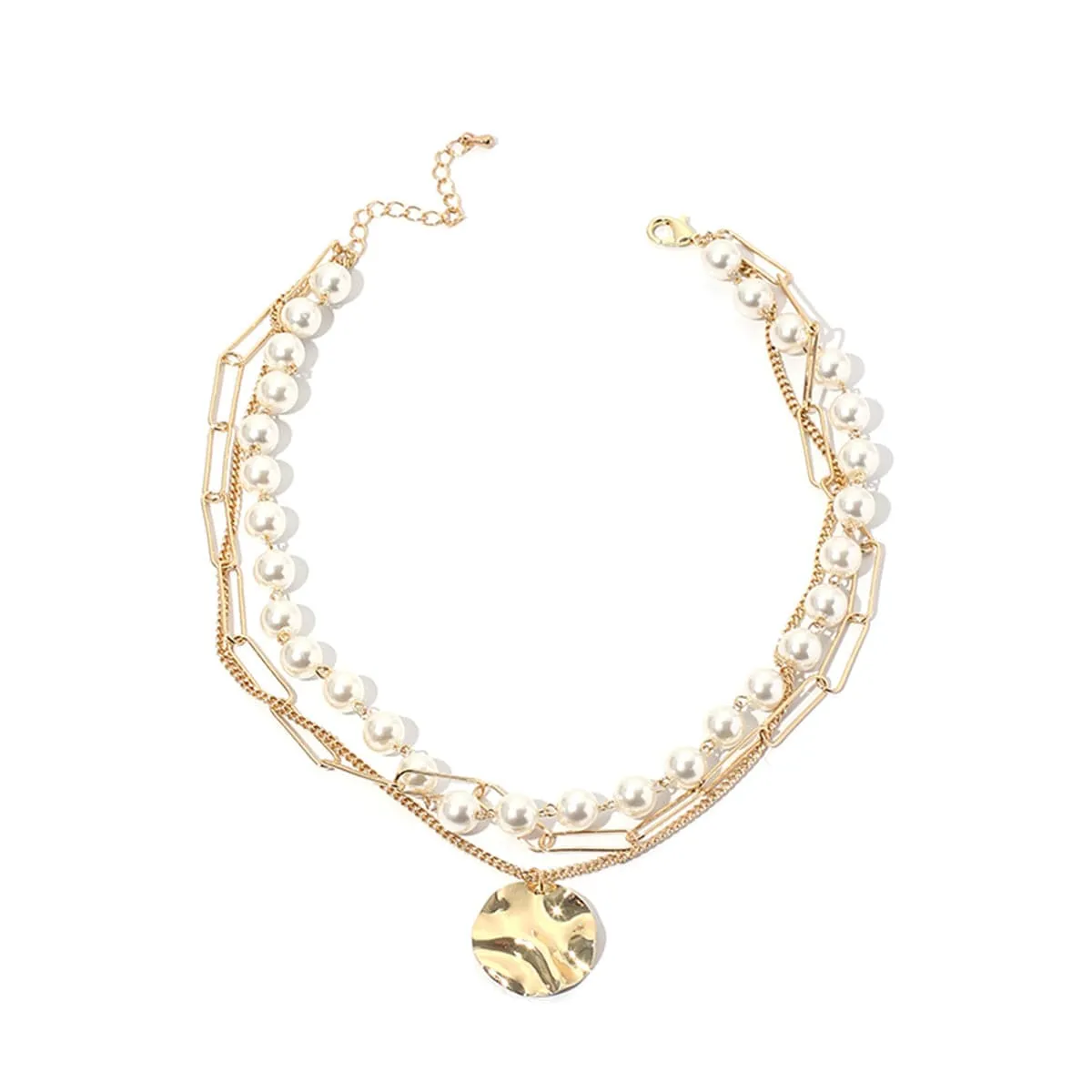 Pearl & 18K Gold-Plated Sequin Layered Pendant Necklace