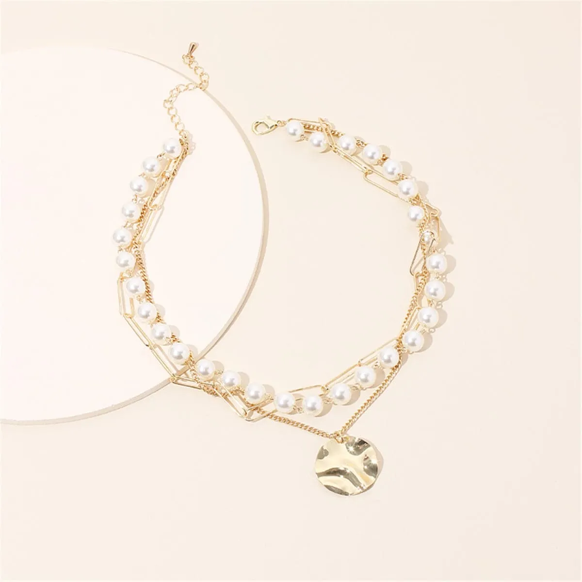 Pearl & 18K Gold-Plated Sequin Layered Pendant Necklace