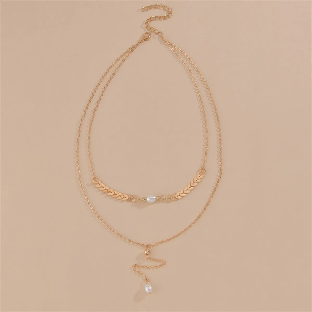 Pearl & 18K Gold-Plated Wheat Ear Chain-Drop Layered Necklace