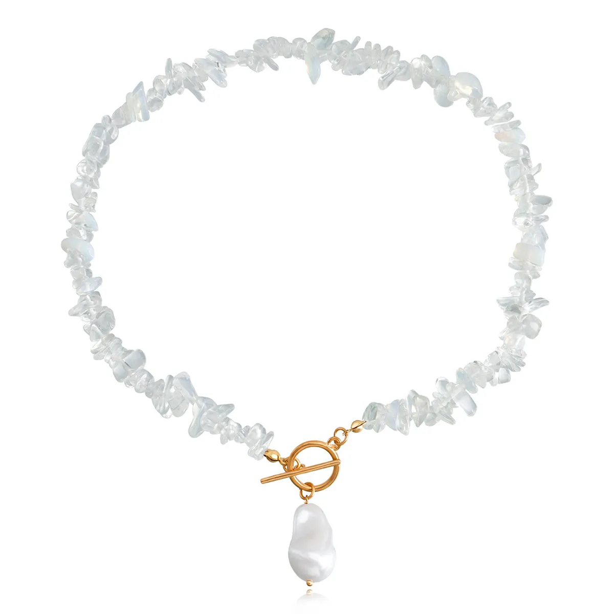 Pearl & Clear Irregular Resin 18K Gold-Plated Drop Pendant Necklace
