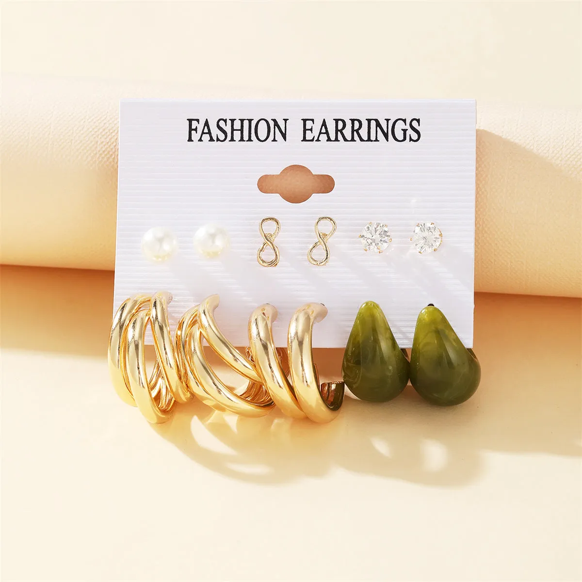 Pearl & Cubic Zirconia 18K Gold-Plated Infinity Earring Set