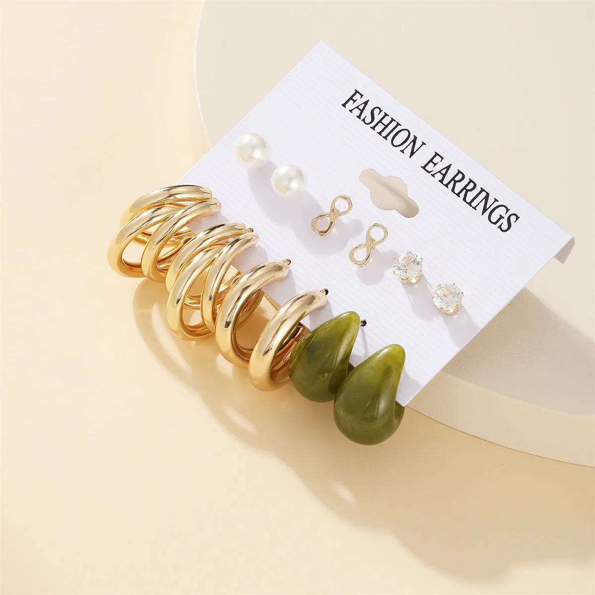 Pearl & Cubic Zirconia 18K Gold-Plated Infinity Earring Set