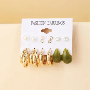 Pearl & Cubic Zirconia 18K Gold-Plated Infinity Earring Set