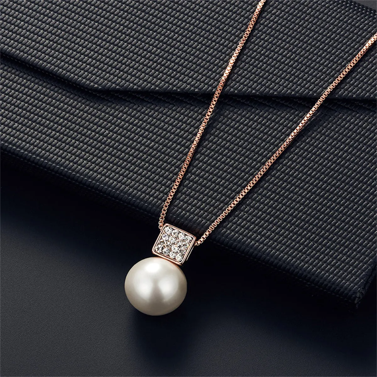 Pearl & Cubic Zirconia 18K Rose Gold-Plated Pendant Necklace & Earrings Set