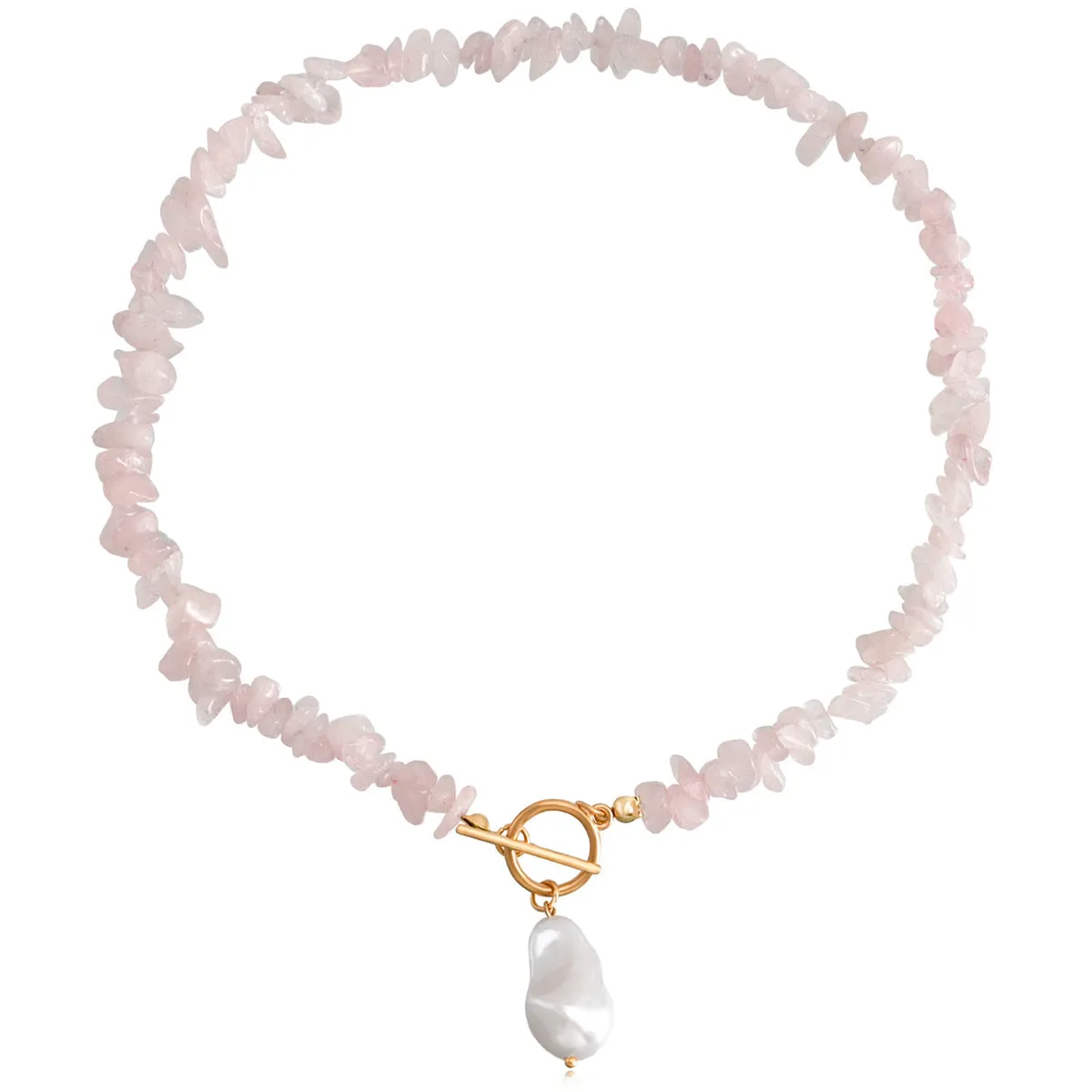 Pearl & Pink Irregular Resin 18K Gold-Plated Drop Pendant Toggle Necklace