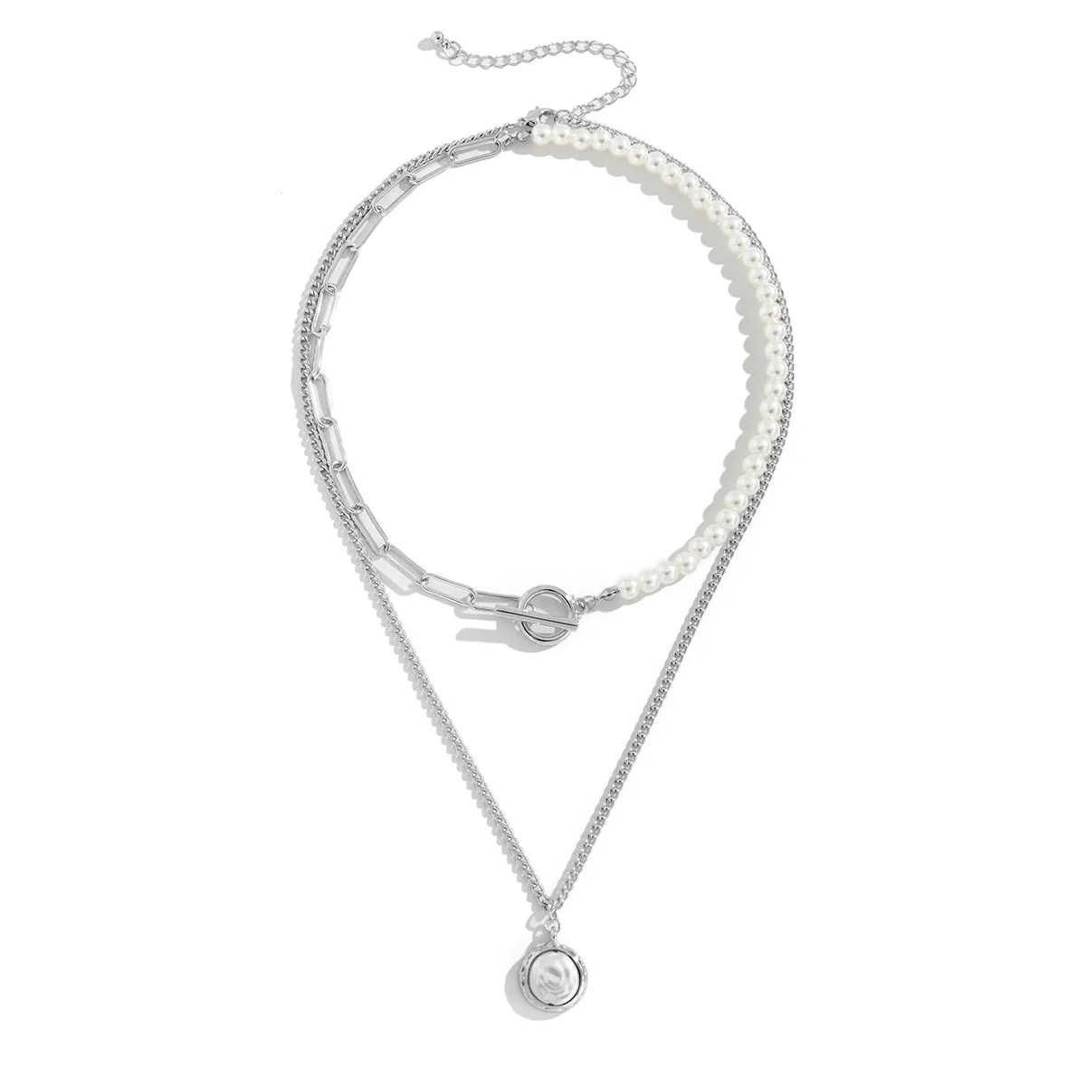 Pearl & Silver-Plated Necklace Set