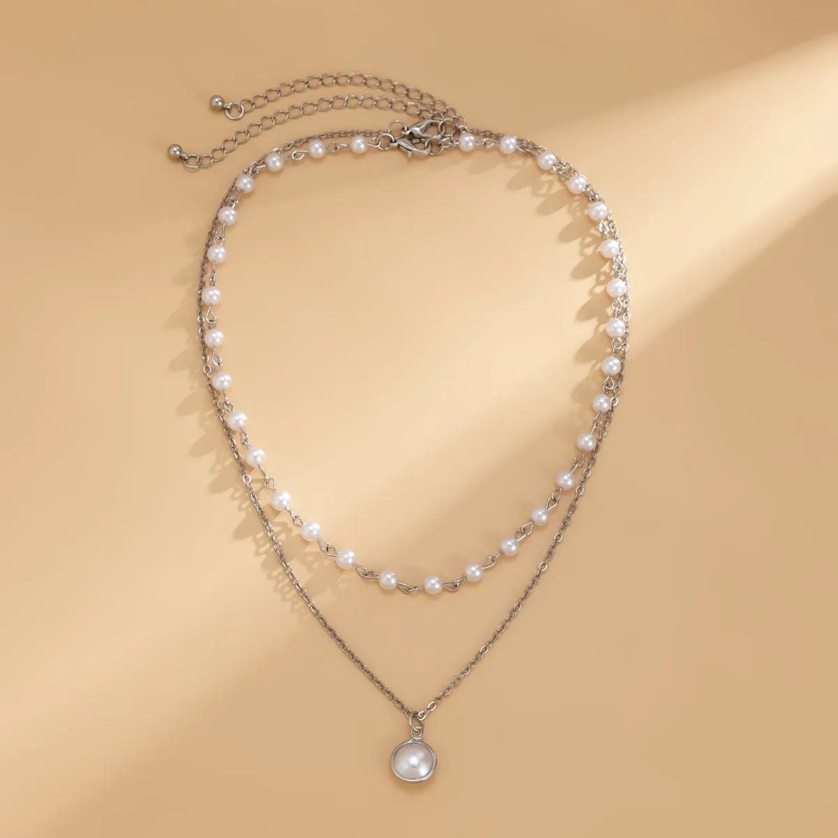 Pearl & Silver-Plated Necklace Set