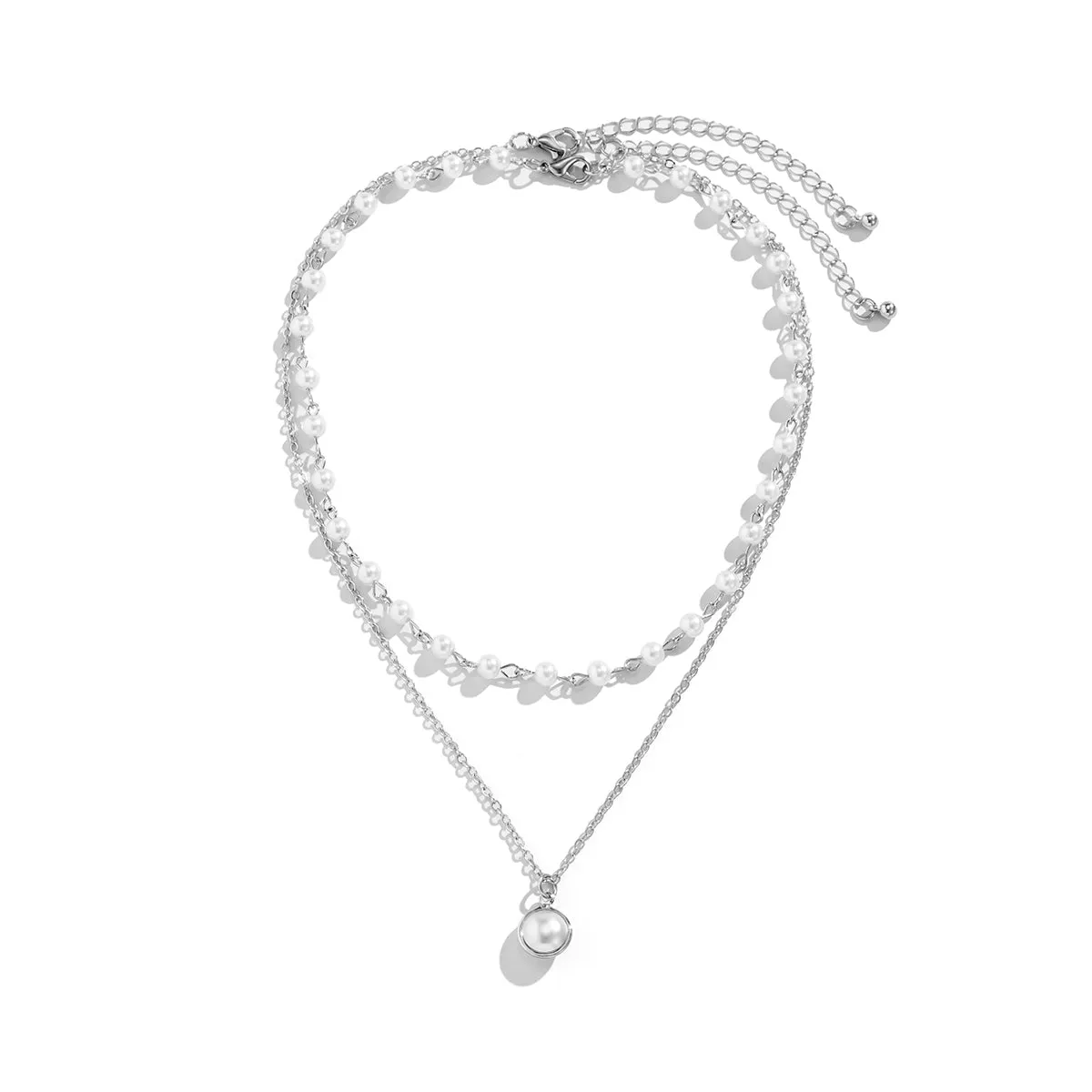 Pearl & Silver-Plated Necklace Set