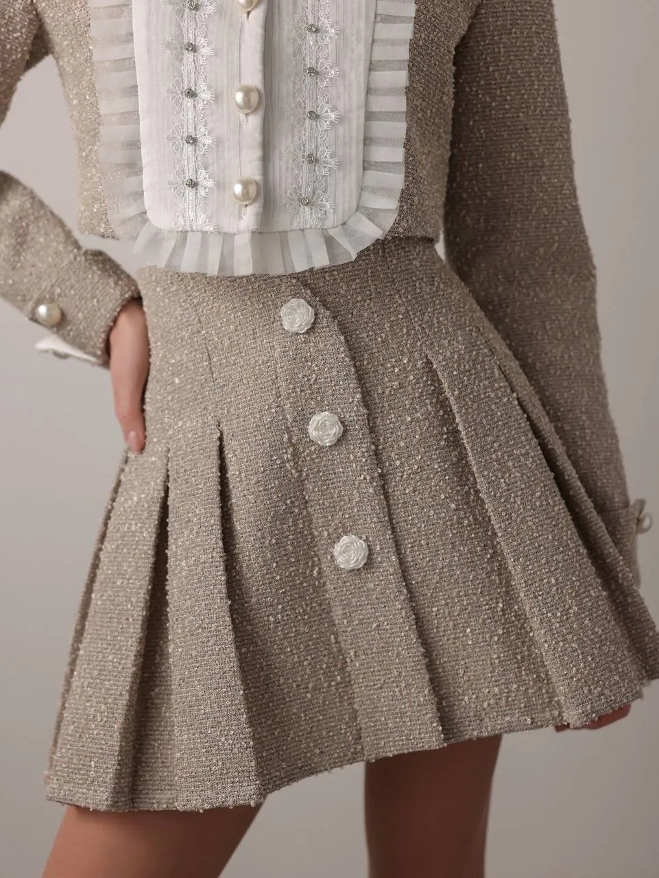 Pearl-Embellished Tweed Set
