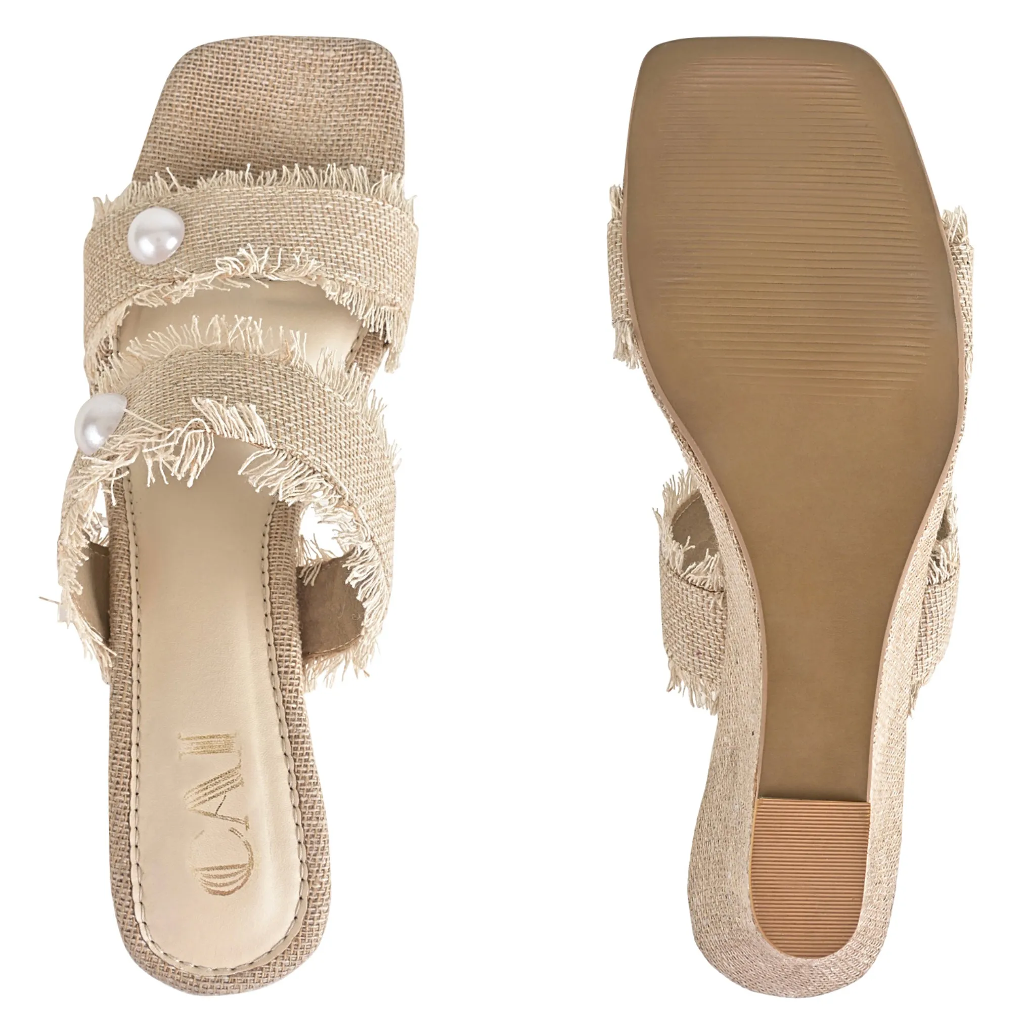 Pearl in jute wedges