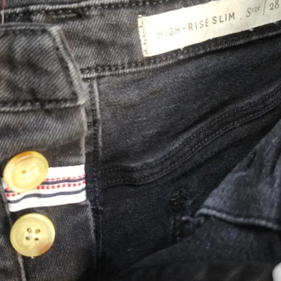 Pilcro and the Letterpress Anthropologie Black High Rise Slim Fit Jeans size 28