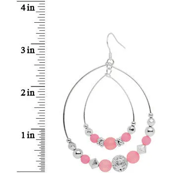 Pink Beaded Double Hoop Fashion Earrings