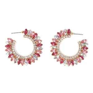 Pink Crystal & Cubic Zirconia Hoop Earrings