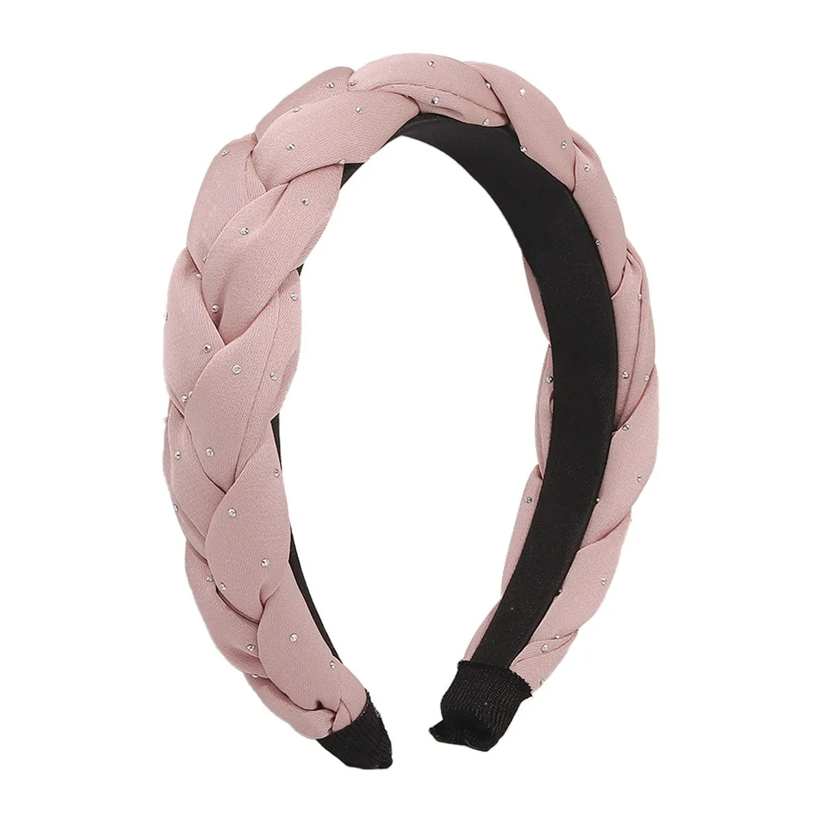 Pink Cubic Zirconia-Accent Braided Hard Headband