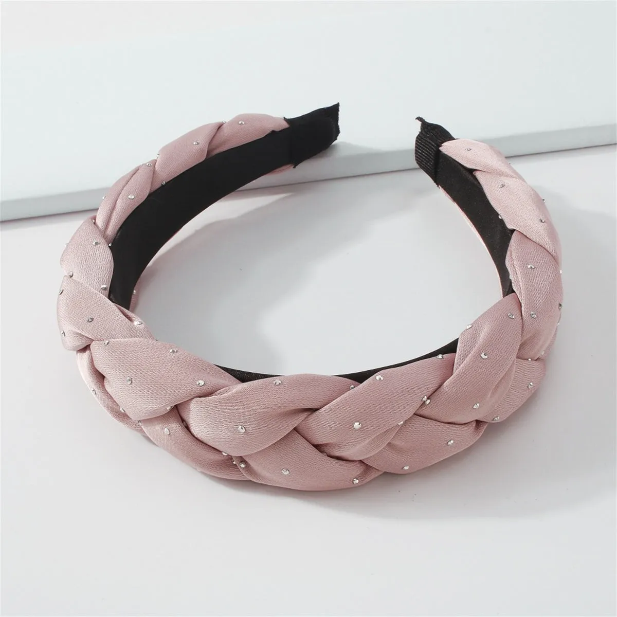 Pink Cubic Zirconia-Accent Braided Hard Headband