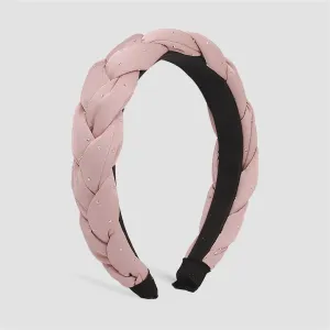 Pink Cubic Zirconia-Accent Braided Hard Headband