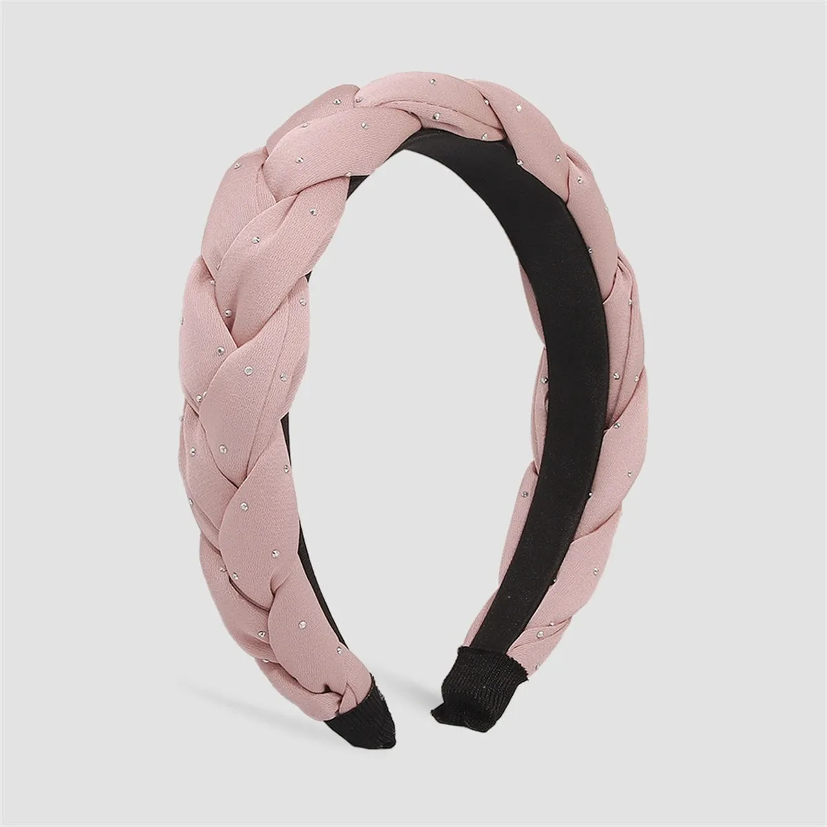 Pink Cubic Zirconia-Accent Braided Hard Headband