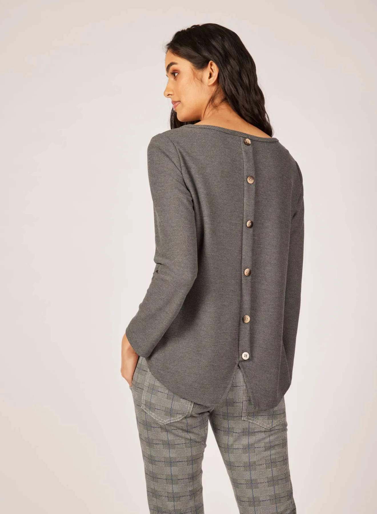 Pistache Button Back Honey Comb Knit Top