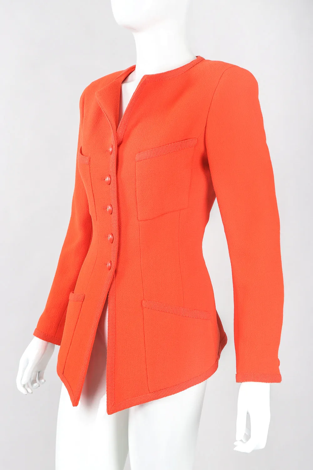 Pointed Hem Bouclé Jacket