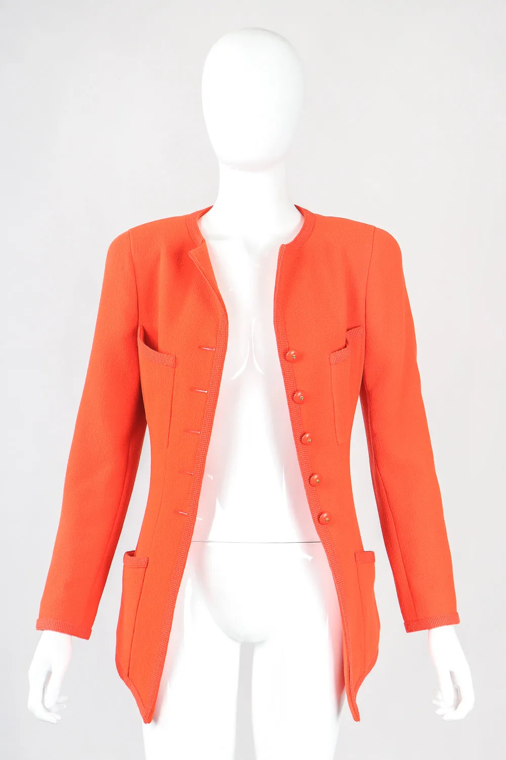 Pointed Hem Bouclé Jacket