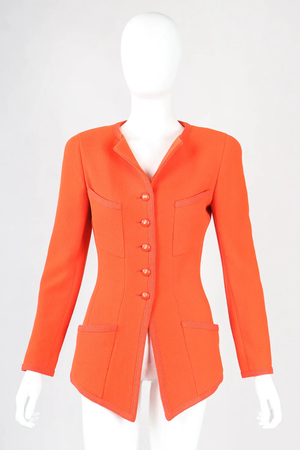 Pointed Hem Bouclé Jacket