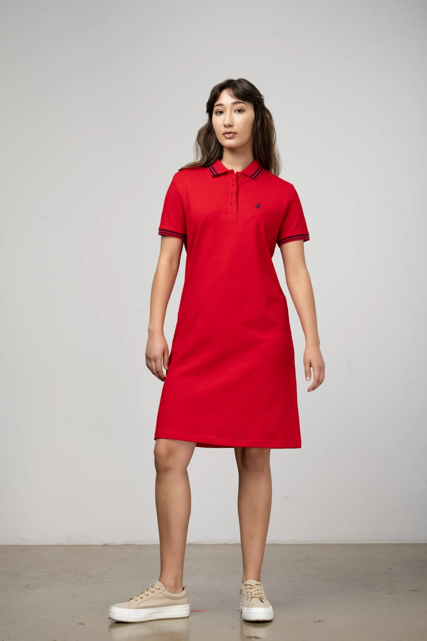 Polo Women's Leah Short Sleeve Golfer Dress Red