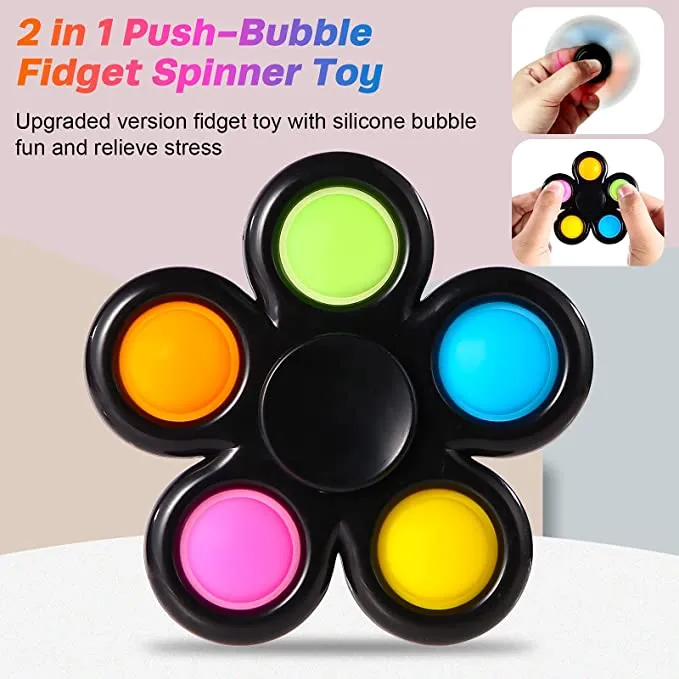 Pop-It Fidget Spinner Toy in Black