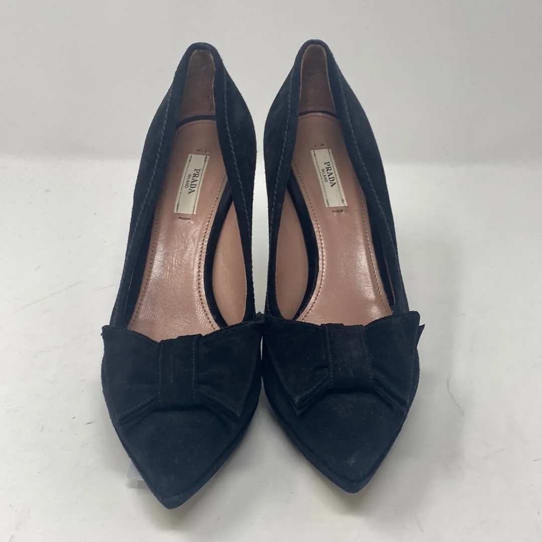Prada Black Suede Pointed Toe Platform