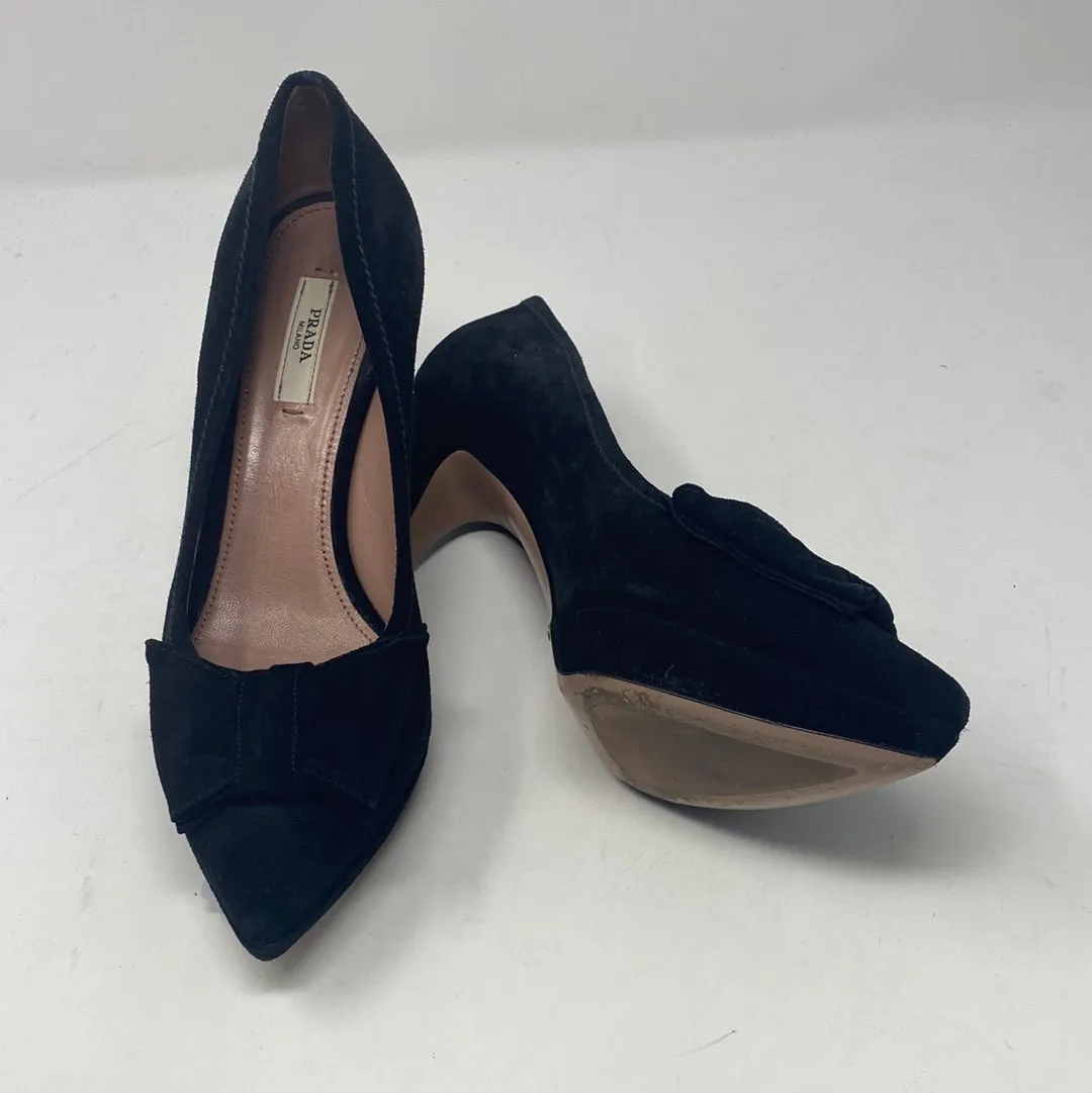 Prada Black Suede Pointed Toe Platform